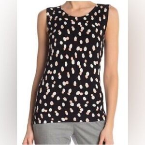 Philosophy sleeveless black and pink polka dot fitted vest tank top M